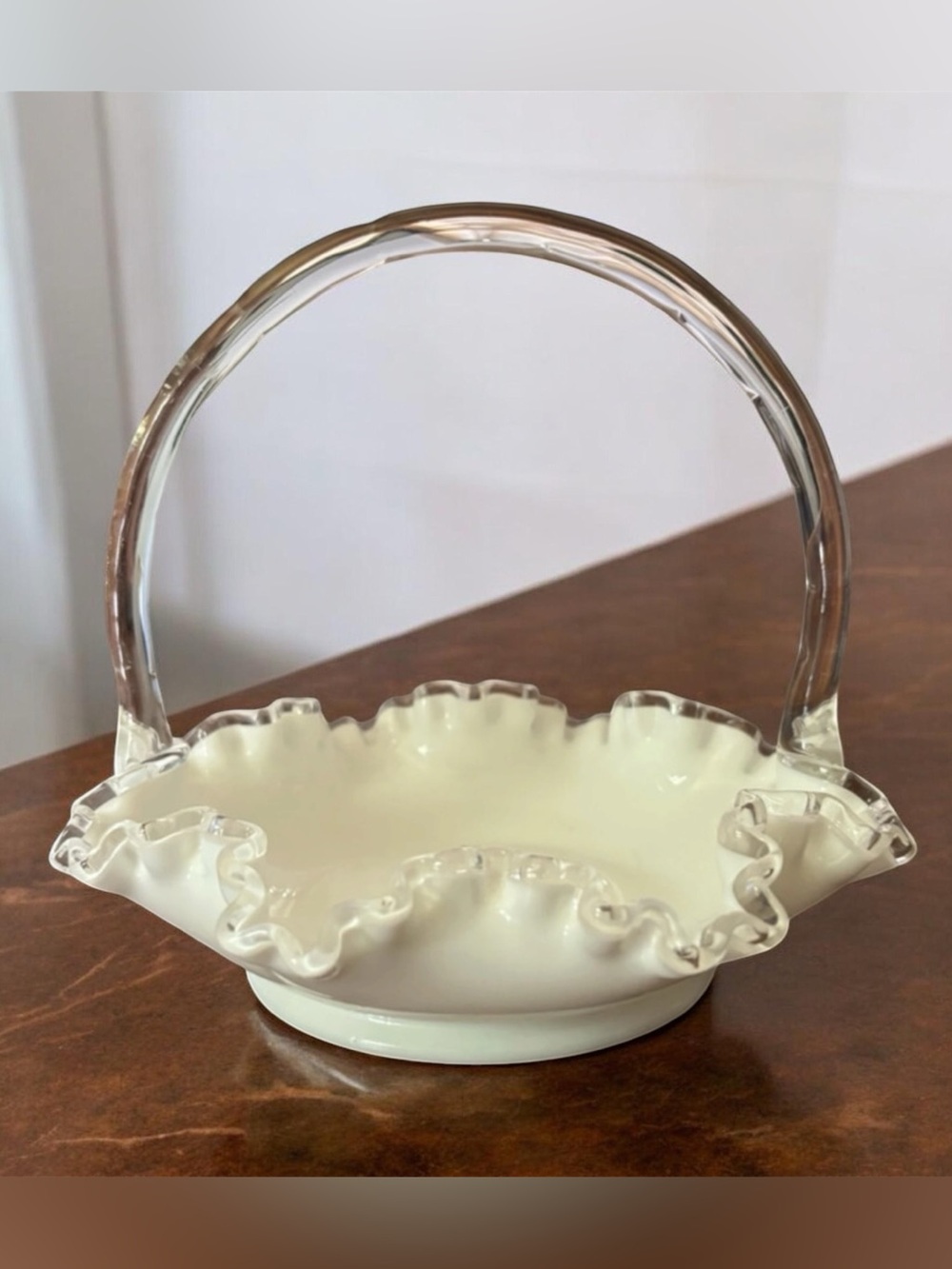 Vintage Fenton Silver Crest Milk Glass